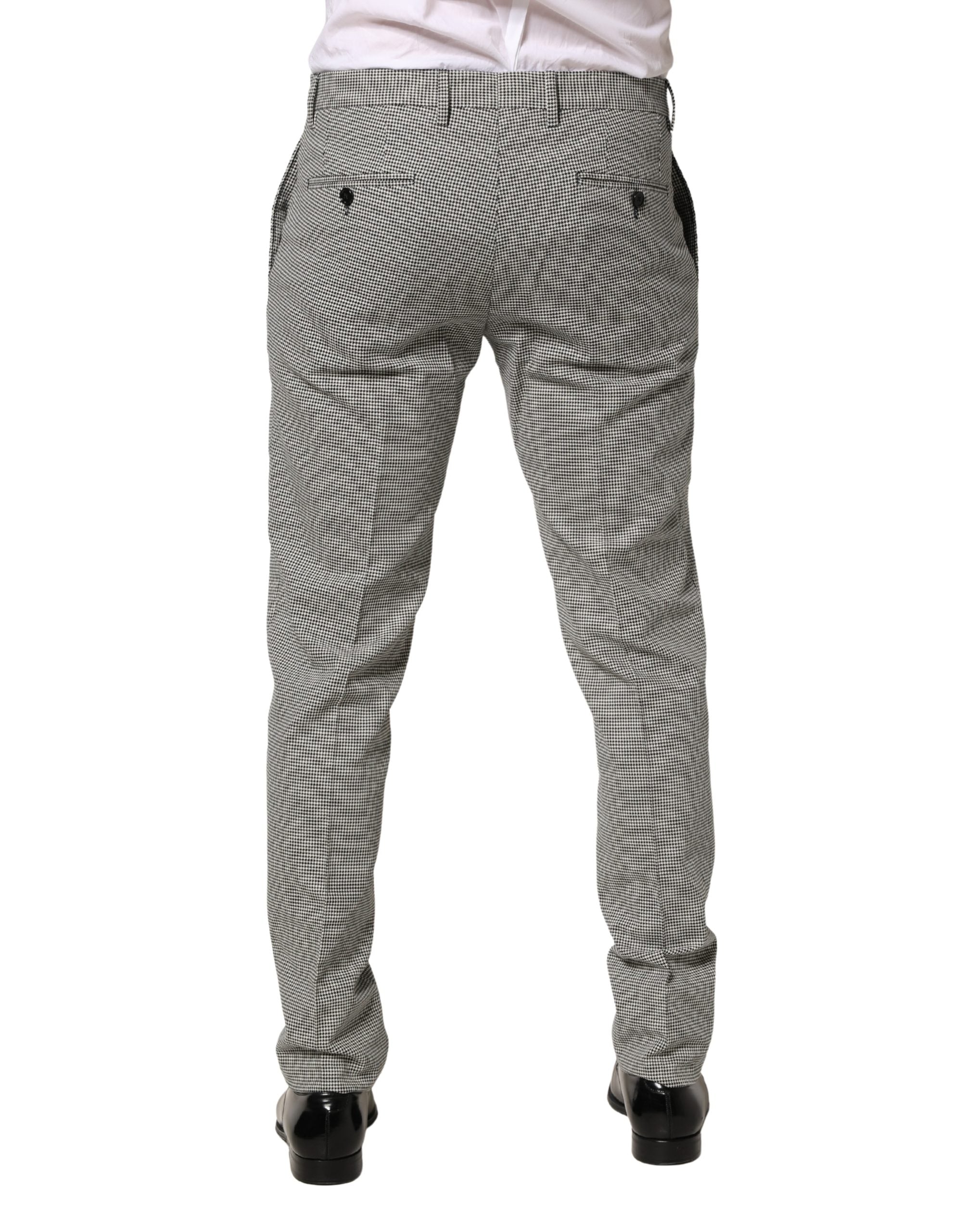 Pantalon slim en coton gris de Dolce & Gabbana, pantalon formel pour femme, style élégant et ajusté.
