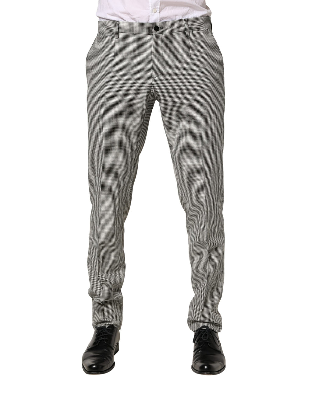 Pantalon habillé gris en coton Dolce & Gabbana, coupe skinny, pour femme, avec une finition élégante et moderne.