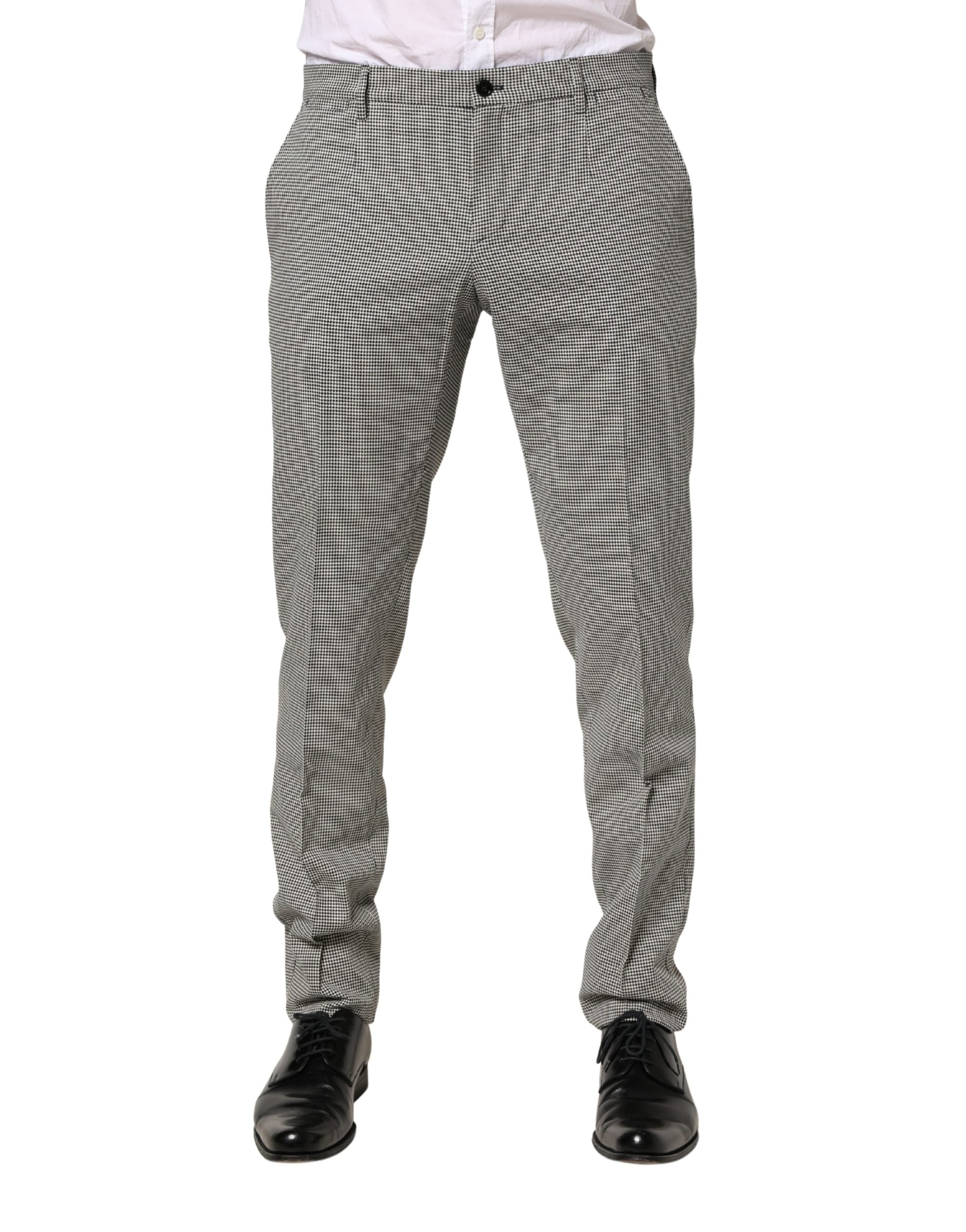 Pantalon habillé gris en coton Dolce & Gabbana, coupe skinny, pour femme, avec une finition élégante et moderne.