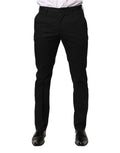 Pantalon formel Dolce & Gabbana en coton noir, coupe skinny, pantalon élégant pour homme ou femme.