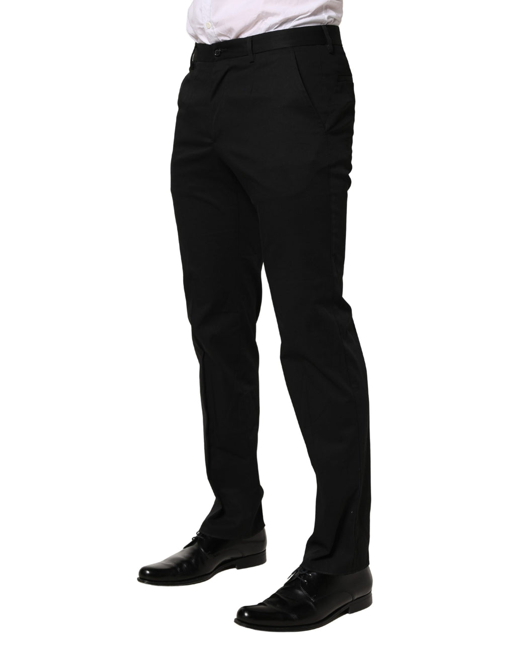 Pantalon habillé noir en coton Dolce & Gabbana, coupe skinny, pantalon formel élégant pour femme.