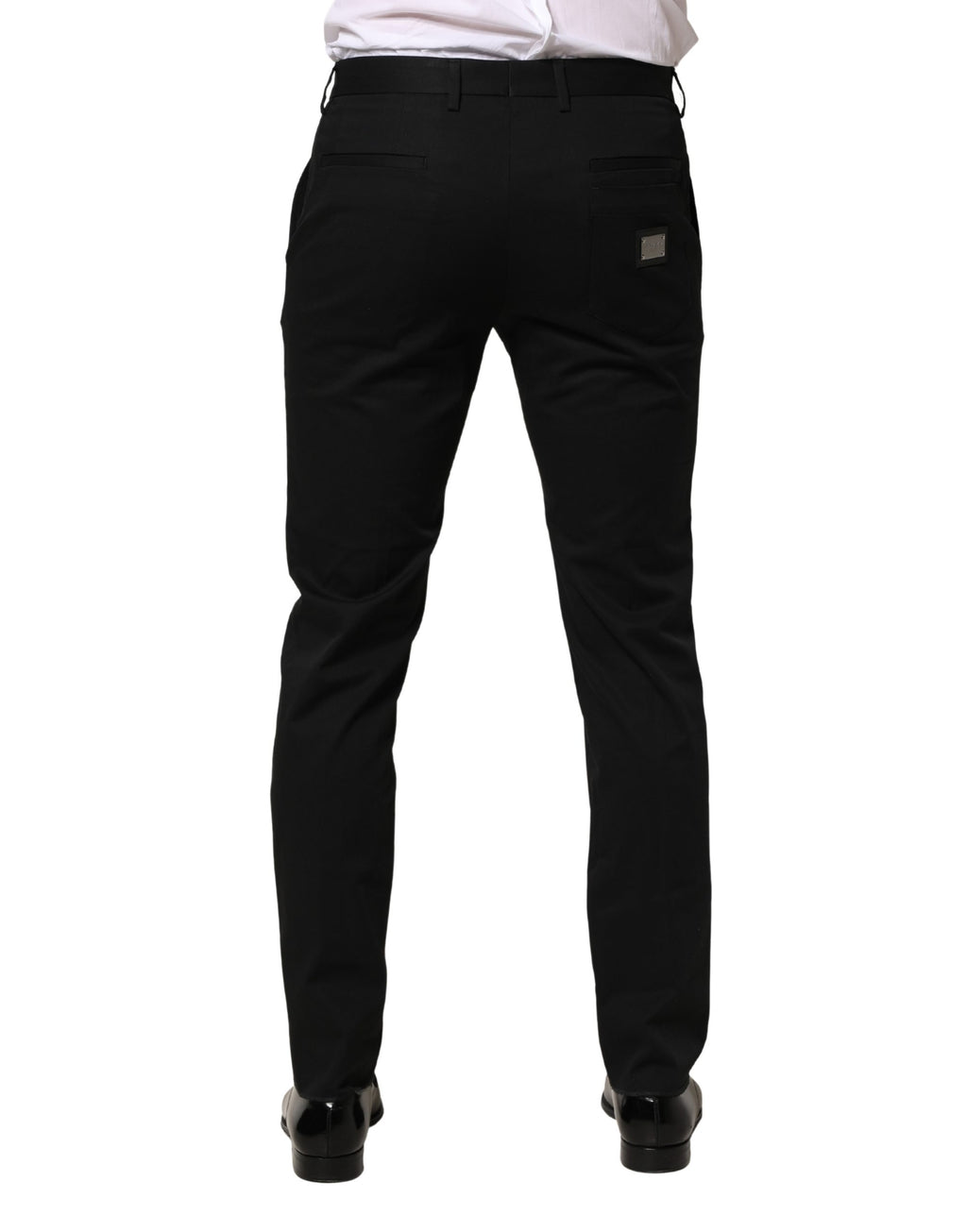 Pantalon formel Dolce & Gabbana en coton noir, coupe skinny, pantalon élégant pour occasions spéciales.