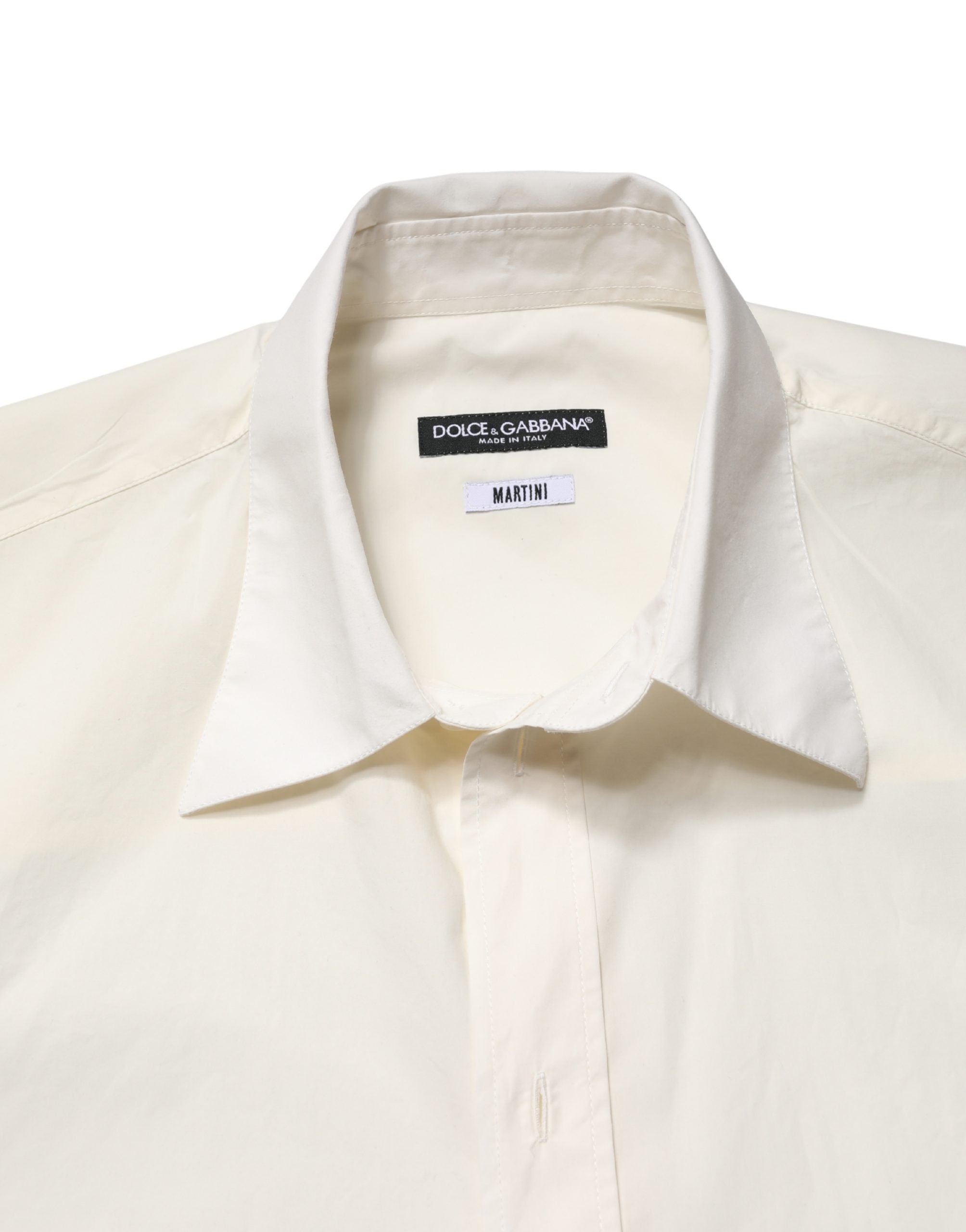 Chemise formelle blanche Dolce & Gabbana MARTINI en coton pour homme, élégante et classique, vue de face.