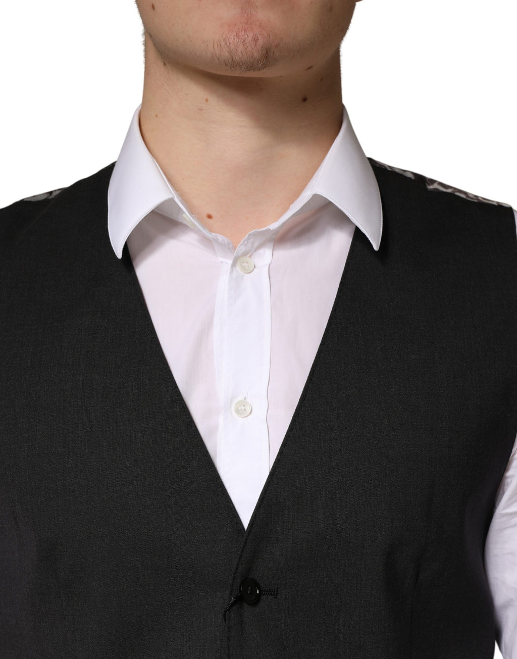 Gilet homme en laine noire Dolce & Gabbana, veste de costume formelle élégante avec coupe ajustée et détails sophistiqués.