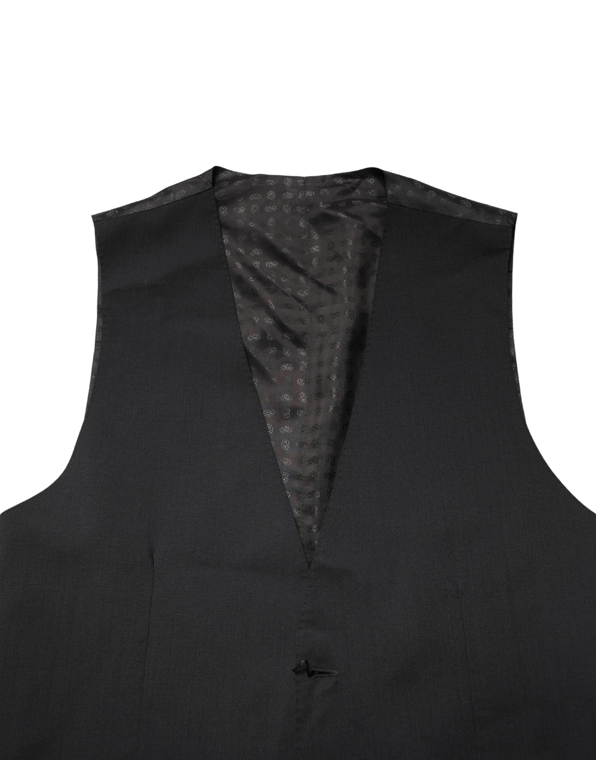 Gilet formel en laine noire de Dolce & Gabbana pour homme, pièce élégante et sophistiquée.
