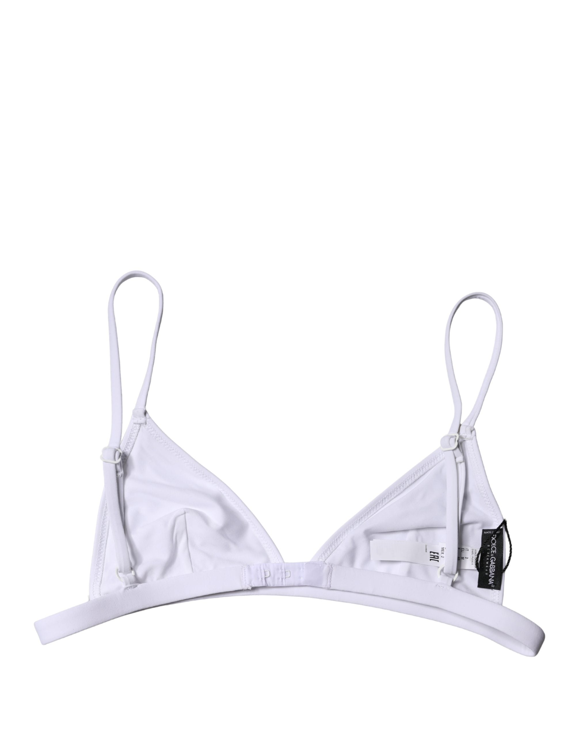 Maillot de bain triangle blanc Dolce & Gabbana en nylon, parfait pour la plage et la baignade.