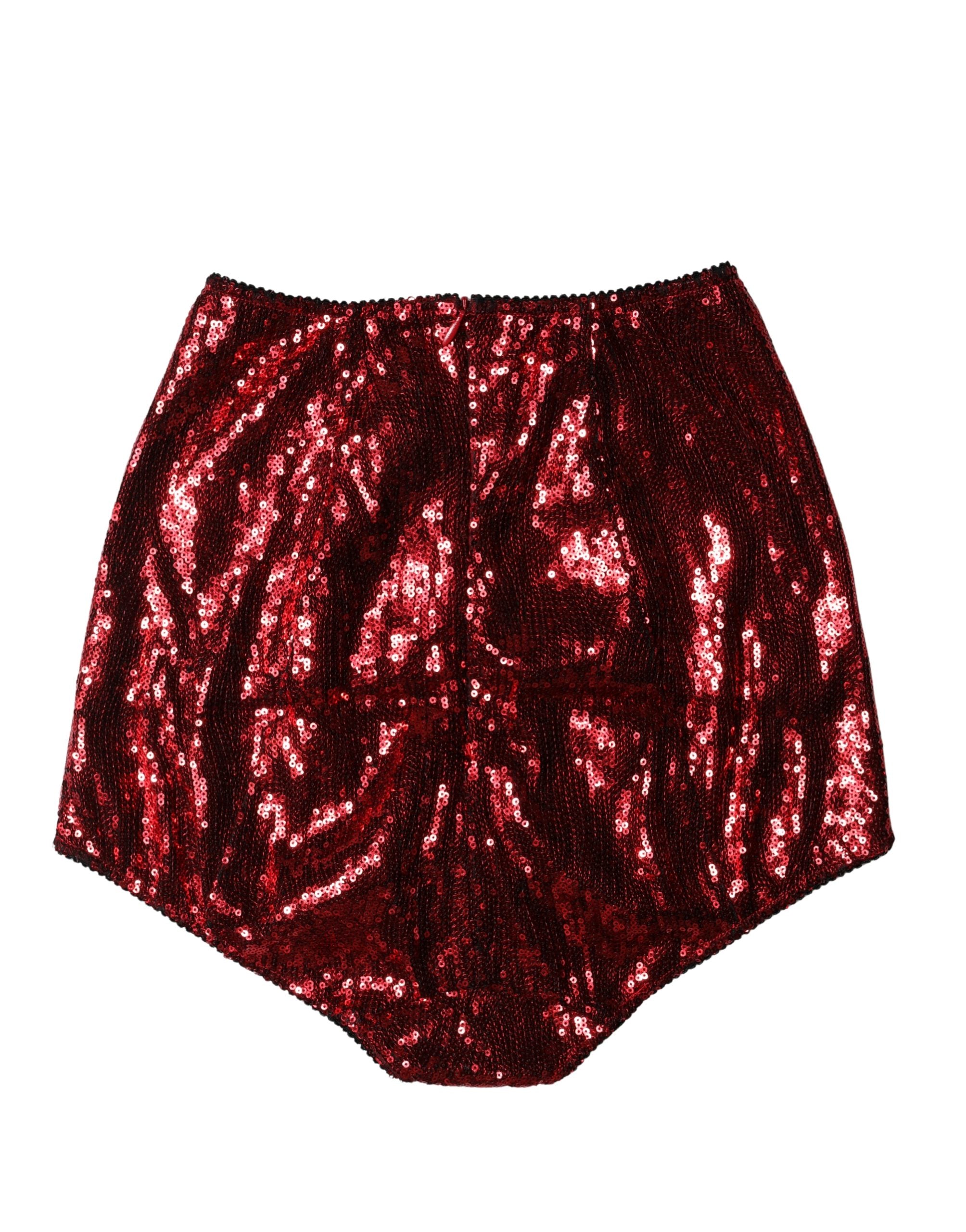 Girdle Dolce & Gabbana rouge à sequins, taille haute, sous-vêtements élégants et ornés pour femme.