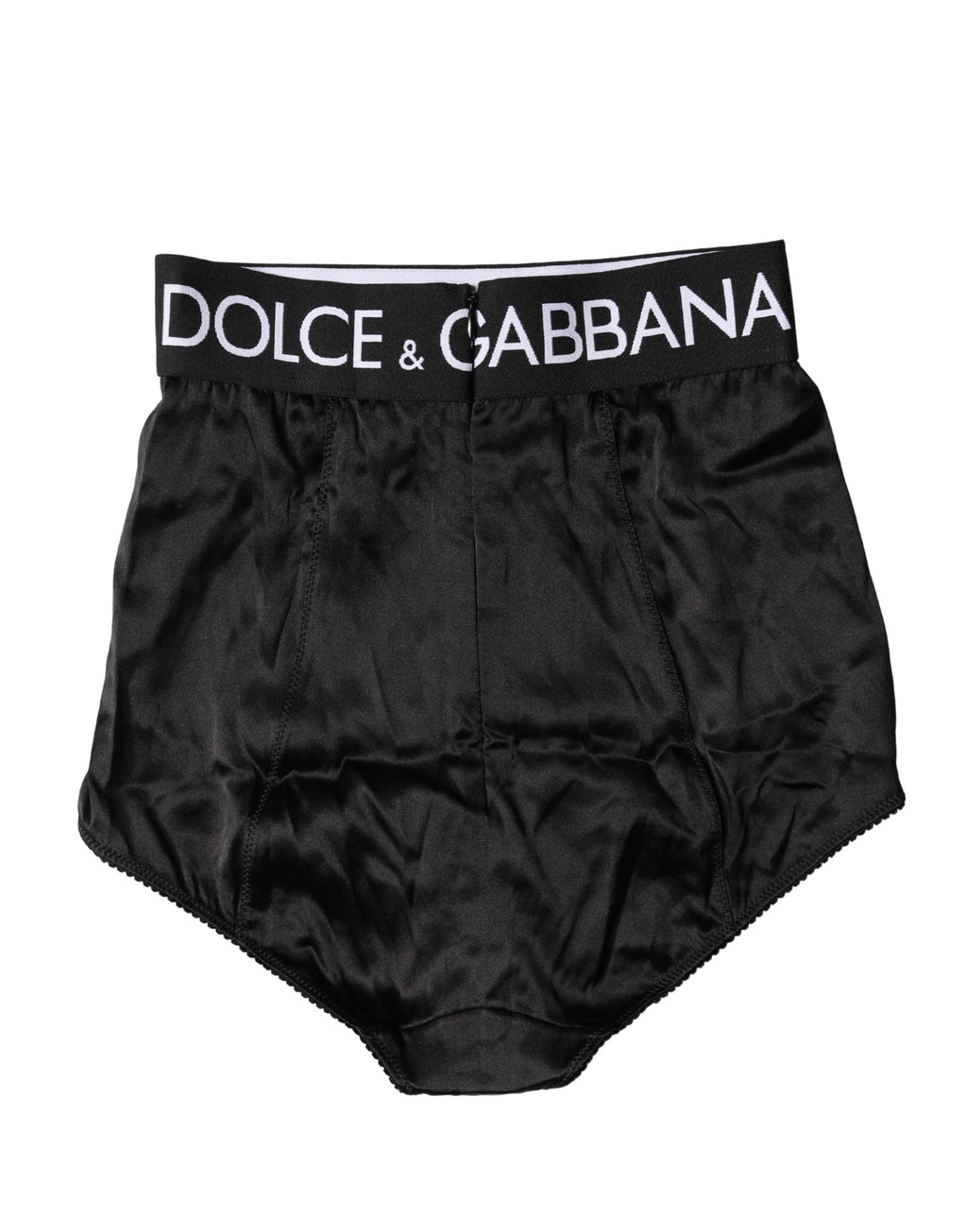 Culotte haute Dolce & Gabbana noire avec logo, sous-vêtements gainants et élégants, vue de face sur un fond neutre.