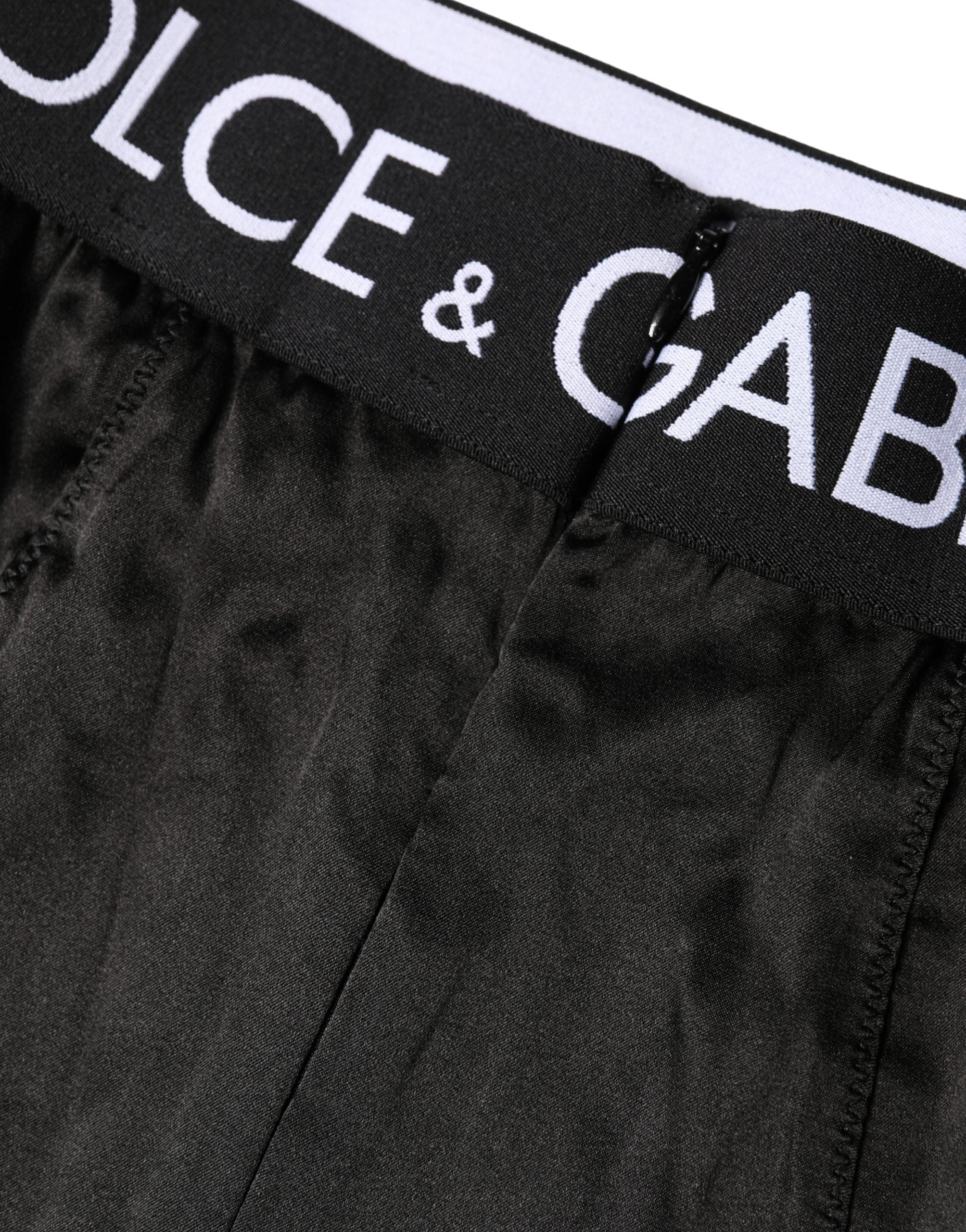 Culotte gainante Dolce & Gabbana noire à logo, taille haute, sous-vêtements en coton avec bande élastique.