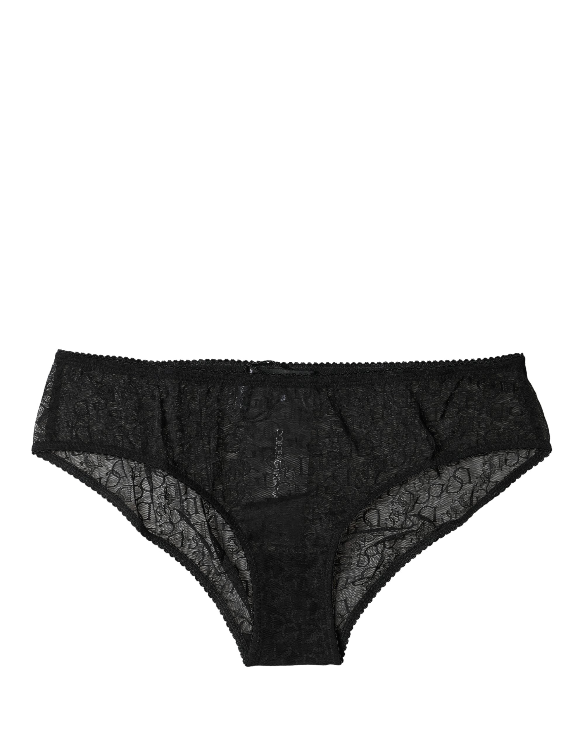 Culotte noire en nylon extensible Dolce & Gabbana, taille mi-haute, sous-vêtement élégant et confortable.
