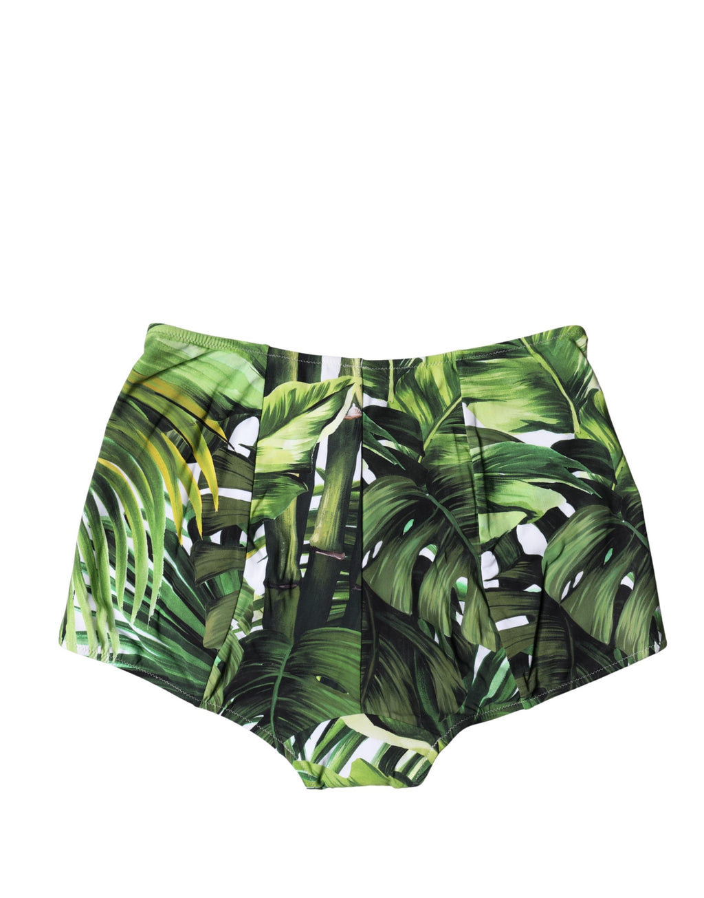 Girdle de plage Dolce & Gabbana à motif feuilles vertes et taille haute, vêtement de bain élégant et tendance.