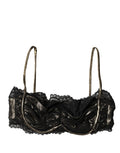 Soutien-gorge balconnet en soie noire Dolce & Gabbana, avec armatures et détails élégants, vue de face.
