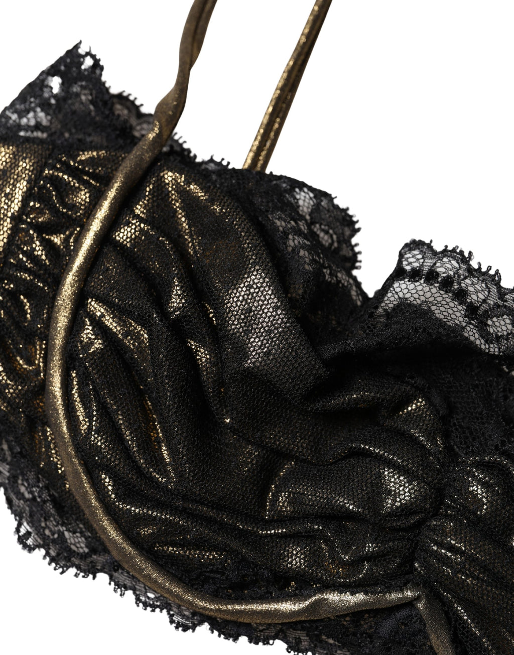Soutien-gorge balconnet en soie noire Dolce & Gabbana avec armatures, élégant et sophistiqué, vue de face.