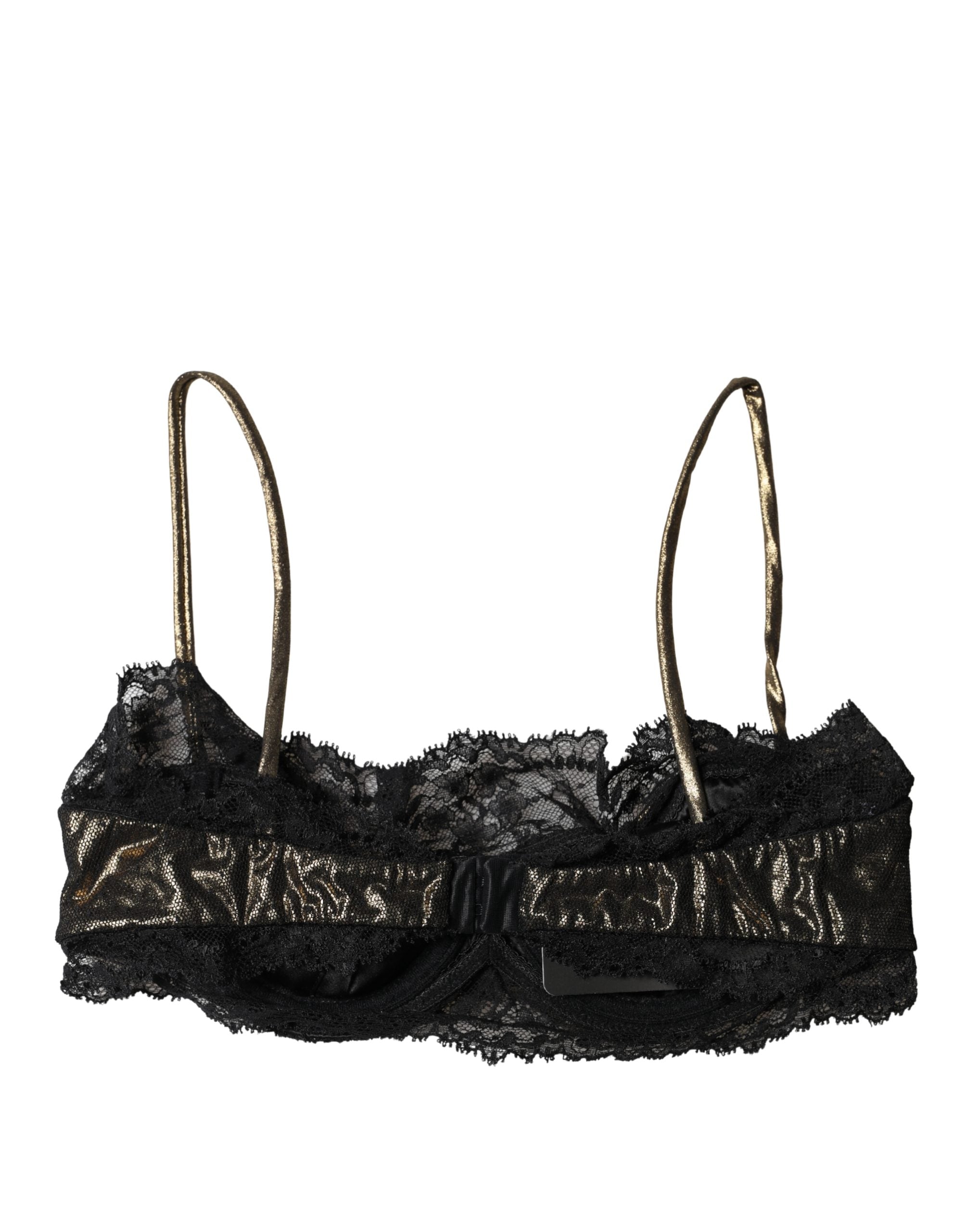 Soutien-gorge balconnet en soie noire de Dolce & Gabbana, sous-vêtements avec armatures, élégant et confortable.