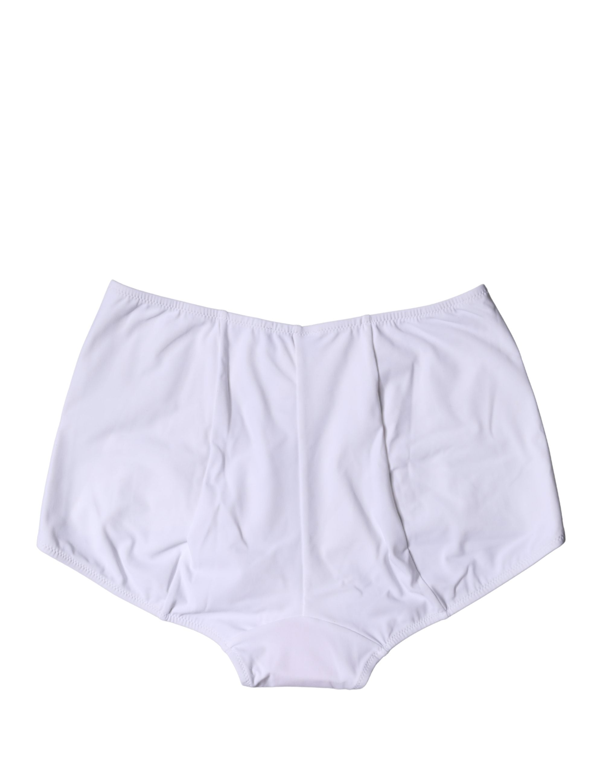 Culotte blanche Dolce & Gabbana, porte-jarretelles haute taille avec logo, sous-vêtements élégants et raffinés.