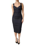 Robe midi en jean en coton bleu foncé de Dolce & Gabbana, coupe ajustée, col rond, sans manches, détail tendance.