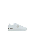 Chaussures basses en cuir de veau blanc Philipp Plein Bos Taurus, sneakers décontractés avec détails modernes.