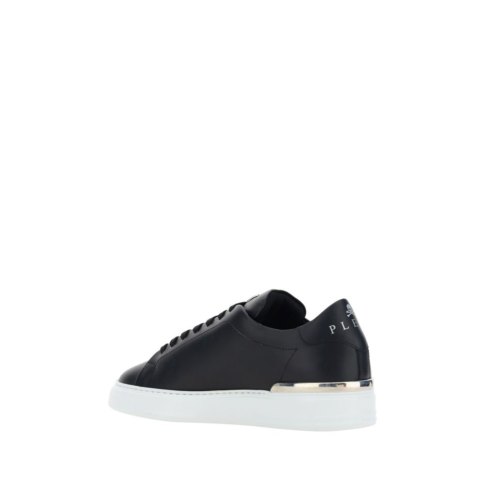 Baskets basses en cuir de veau noir Philipp Plein Bos Taurus, chaussures de sport élégantes pour homme.