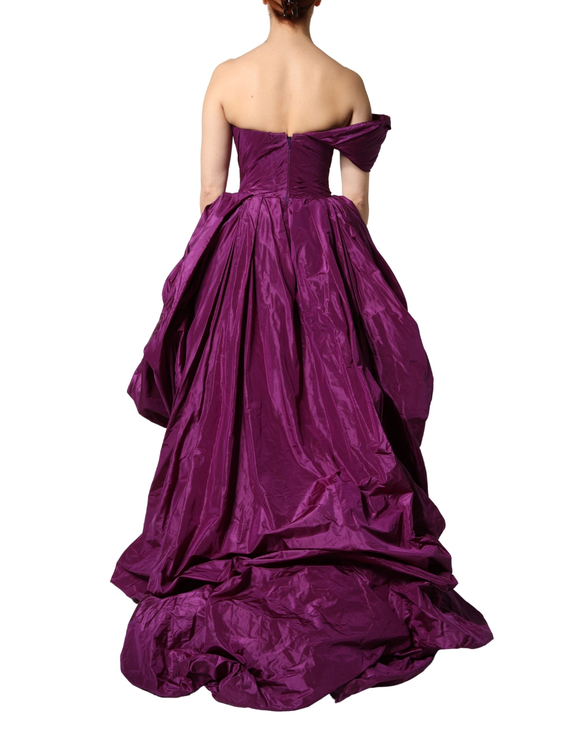 Dolce & Gabbana Lila trägerloses A-Linien-Kleid mit asymmetrischem Saum