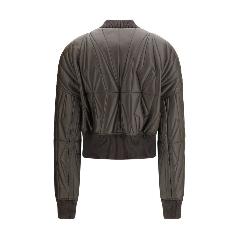 Veste bomber marron Moncler x Rick Owens en laine d’agneau, style tendance et détails modernes visible dans l’image.