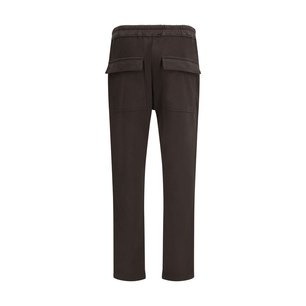 Pantalons athlétiques en coton marron Moncler x Rick Owens, style décontracté et tendance, visibles avec détails et texture.