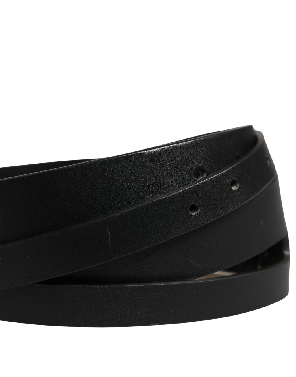 Dolce & Gabbana Black Double Strap Leather Silver Buckle Belt