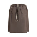 Shorts Bermuda en polyester marron Moncler x Rick Owens, vue de face, avec détails de design modernes et logo de la marque.