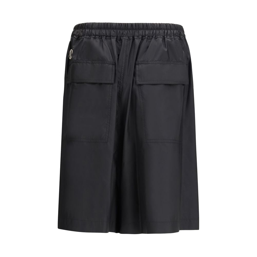 Shorts bermuda en polyester noir Moncler x Rick Owens, style décontracté avec logo visible, pour homme.