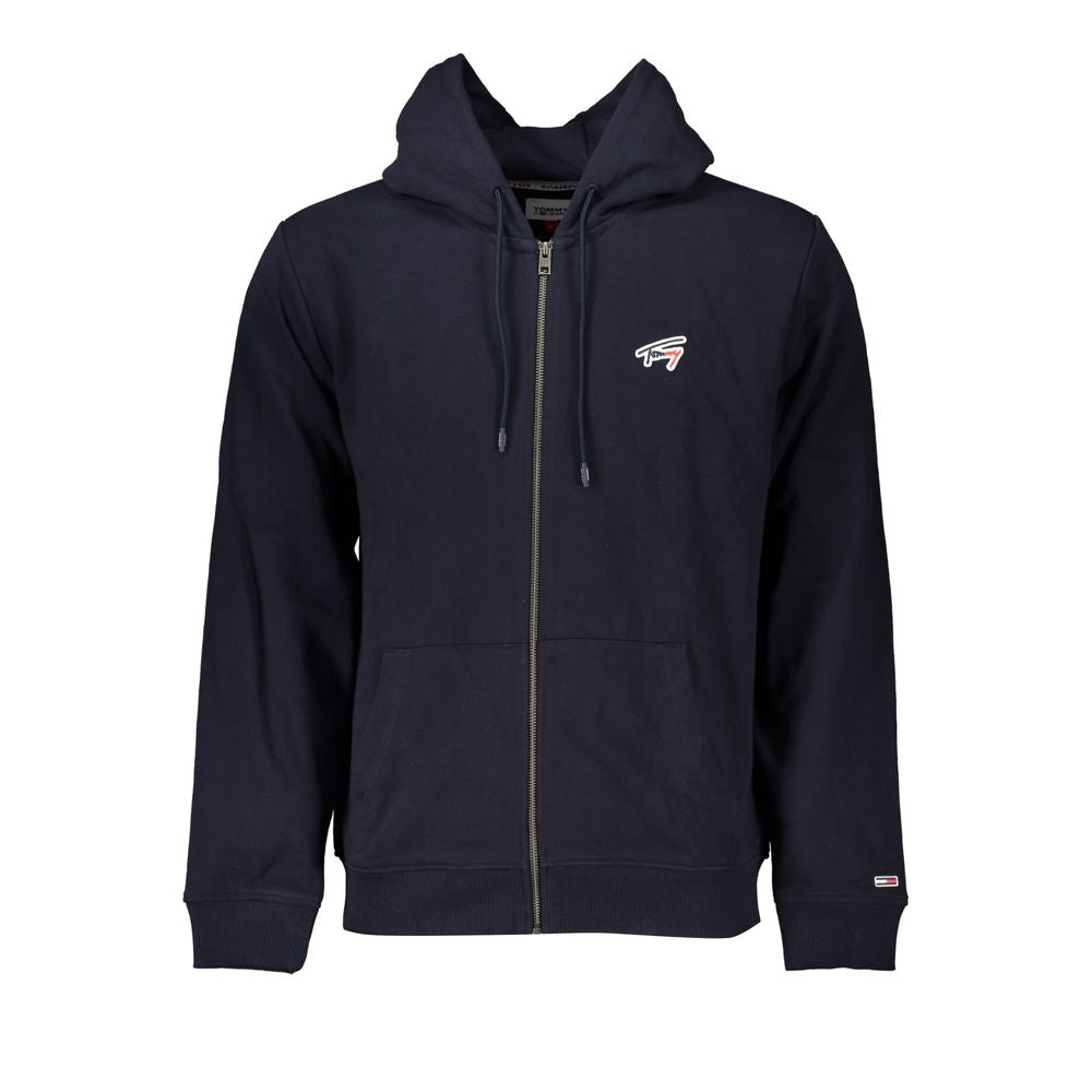 Sweat à capuche en coton bleu pour homme de Tommy Hilfiger, vêtement décontracté avec logo sur la poitrine.