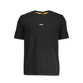 T-shirt noir en coton pour homme de la marque Hugo Boss, coupe classique avec logo discret sur la poitrine.