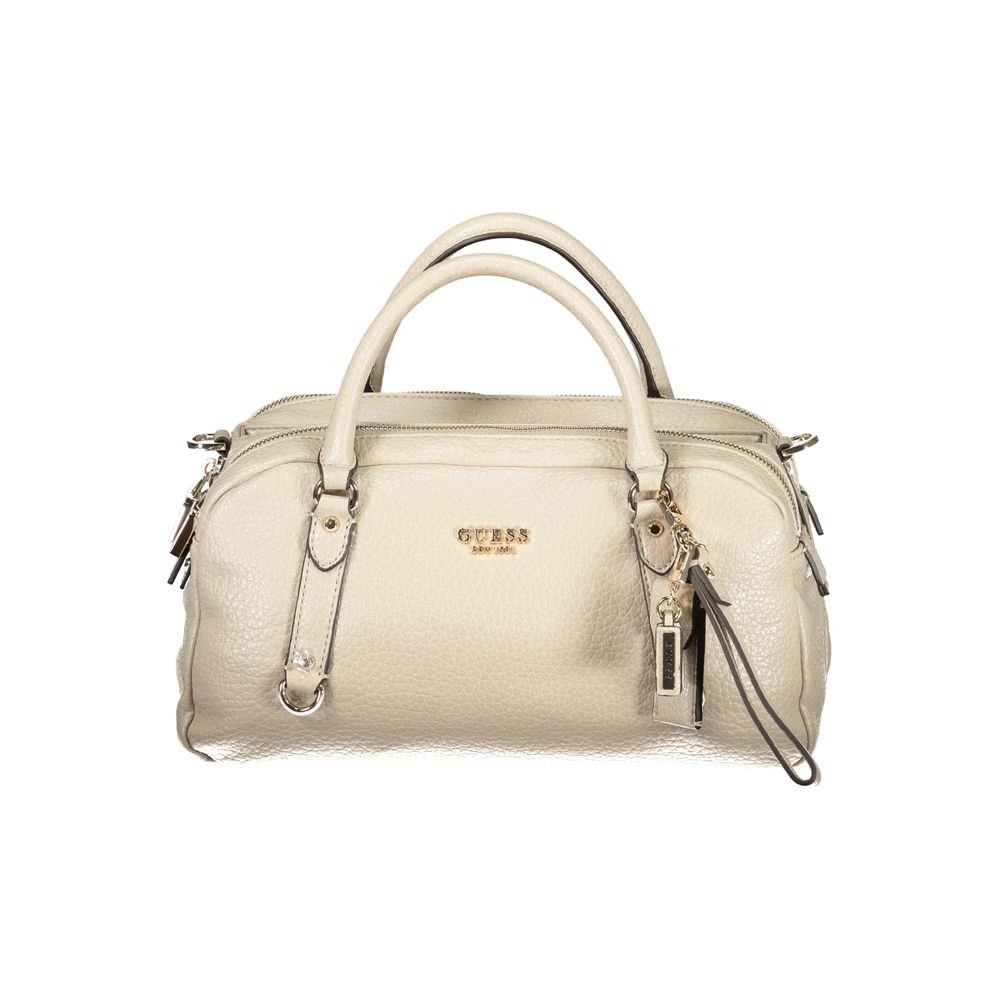 Sac à main pour femmes Guess Jeans beige en polyuréthane, design élégant avec détails modernes et poignées confortables.