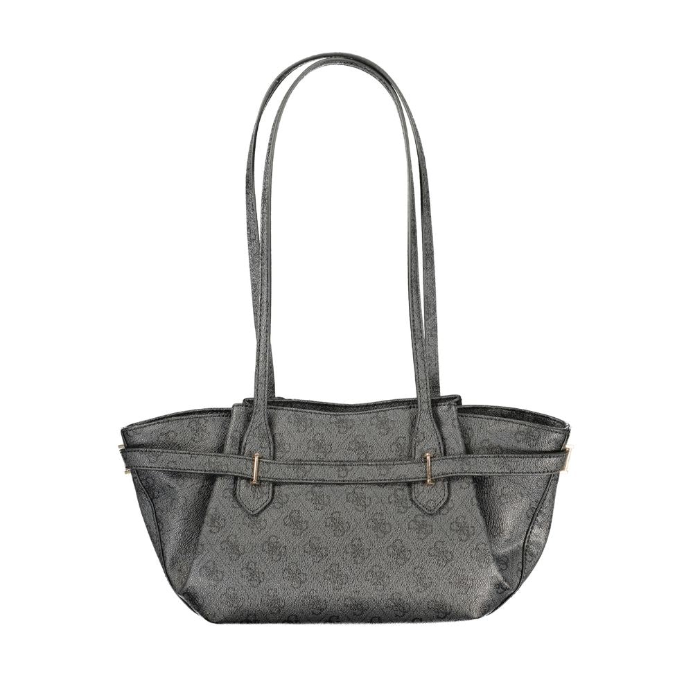 Sac à main Guess Jeans en polyuréthane noir pour femmes, avec design élégant et détails modernes visible dans l'image.