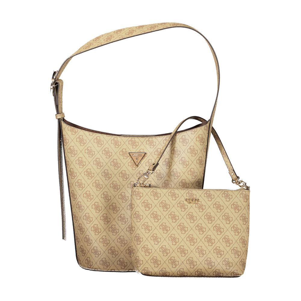 Sac à main Guess Jeans beige en polyuréthane pour femmes, design élégant avec détails tendance.