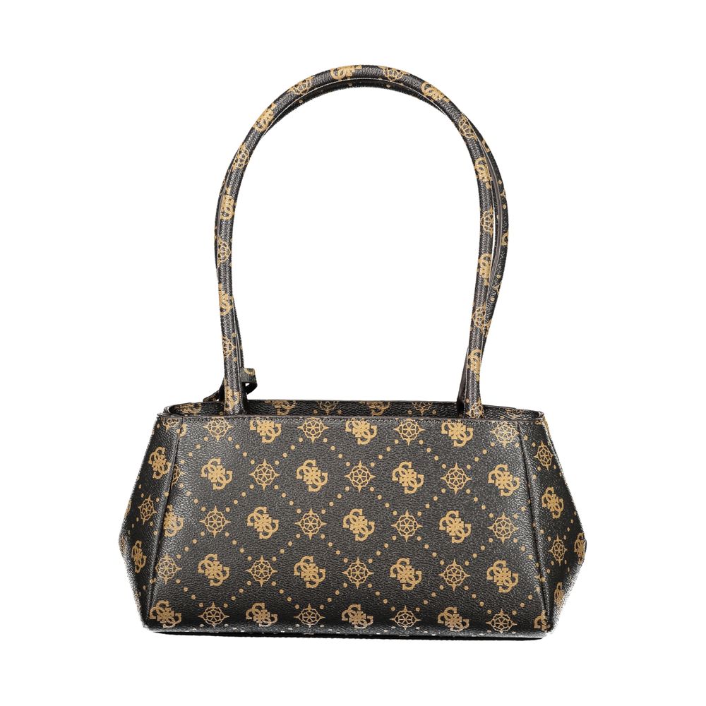 Sac à main Guess Jeans en polychlorure de vinyle marron pour femme, format compact avec poignées en cuir synthétique.