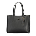 Sac à main Guess Jeans en polyuréthane noir pour femmes, design élégant et tendance, avec détails stylés.