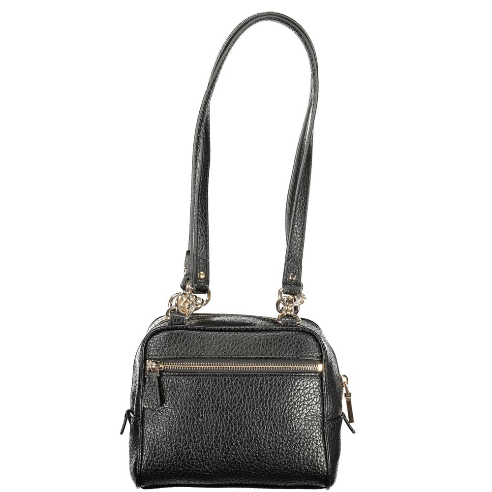 Sac à main pour femmes Guess Jeans en polyuréthane noir, sac à main élégant avec design moderne et détails tendance.