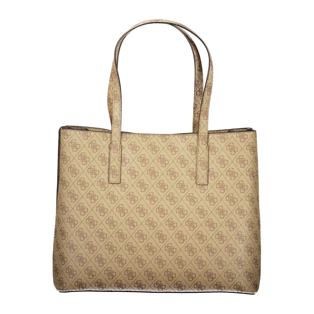 Sac à main pour femme Guess Jeans beige en polyuréthane, design élégant et spacieux avec détails modernes.
