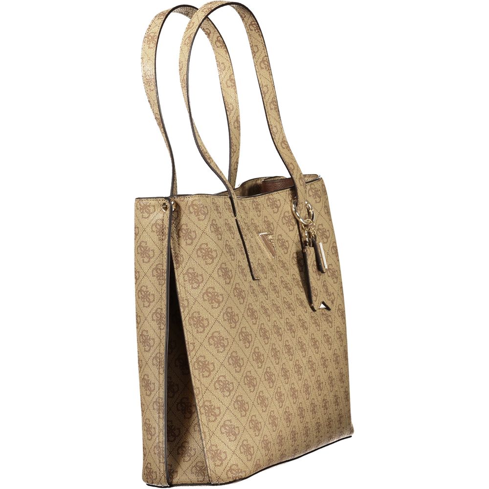 Sac à main Guess Jeans pour femmes en polyuréthane beige, design élégant et moderne, idéal pour compléter une tenue.