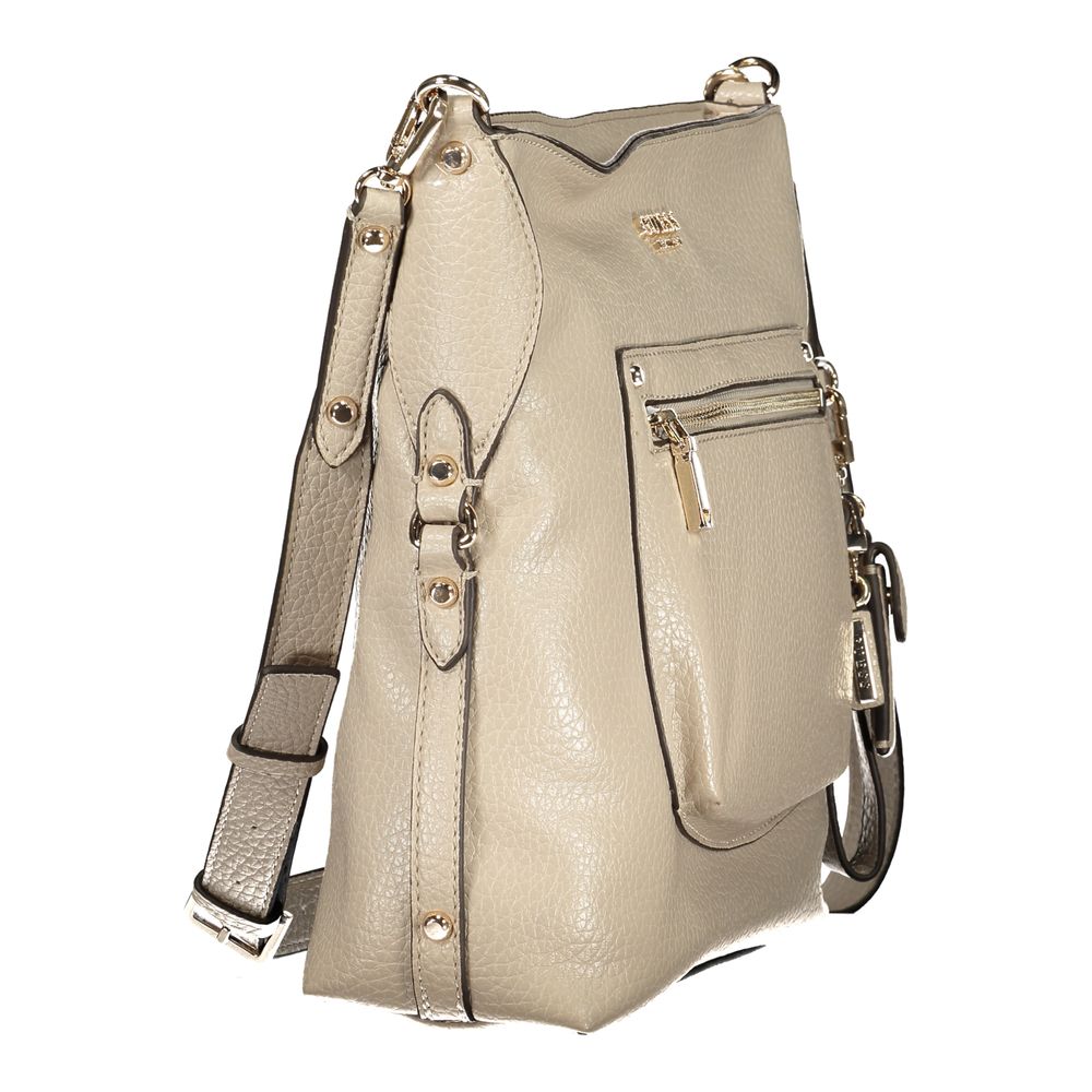 Sac à main femme Guess Jeans beige en polyuréthane, élégant et moderne, avec détails stylés.