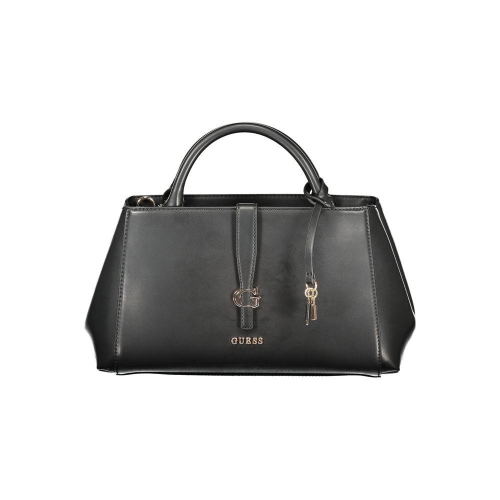 Sac à main en polyuréthane noir Guess Jeans pour femmes, élégant et moderne, avec détails en cuir synthétique.