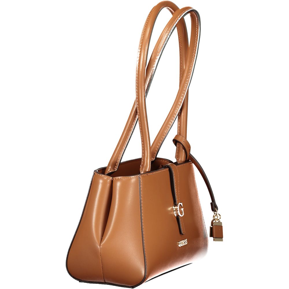 Sac à main Guess Jeans en similé cuir marron pour femme, design élégant avec détails en poliuretane.