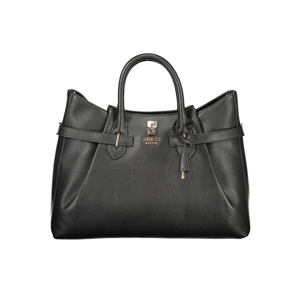 Sac à main Guess Jeans en polyuréthane noir pour femmes, élégant et moderne, avec détails tendance.
