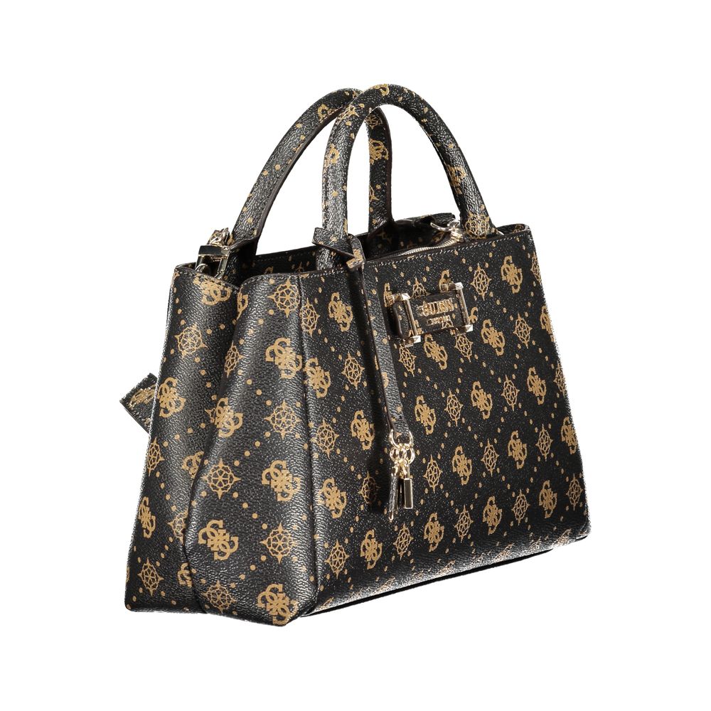 Sac à main Guess Jeans pour femmes en polyuréthane marron, style élégant et pratique avec détails modernes.