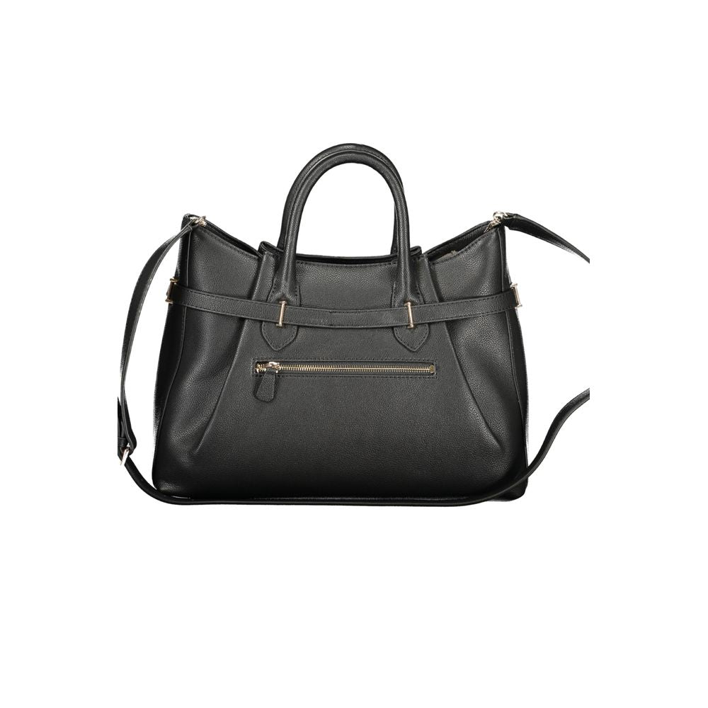 Sac à main Guess Jeans en polyuréthane noir pour femmes, avec design élégant et détails modernes.