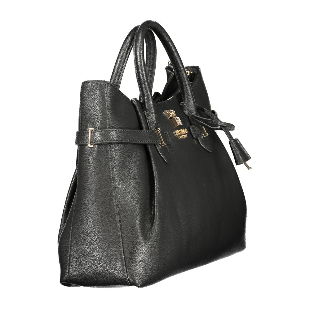 Sac à main pour femmes Guess Jeans en polyuréthane noir, élégant et tendance, avec détails sophistiqués et finition soignée.