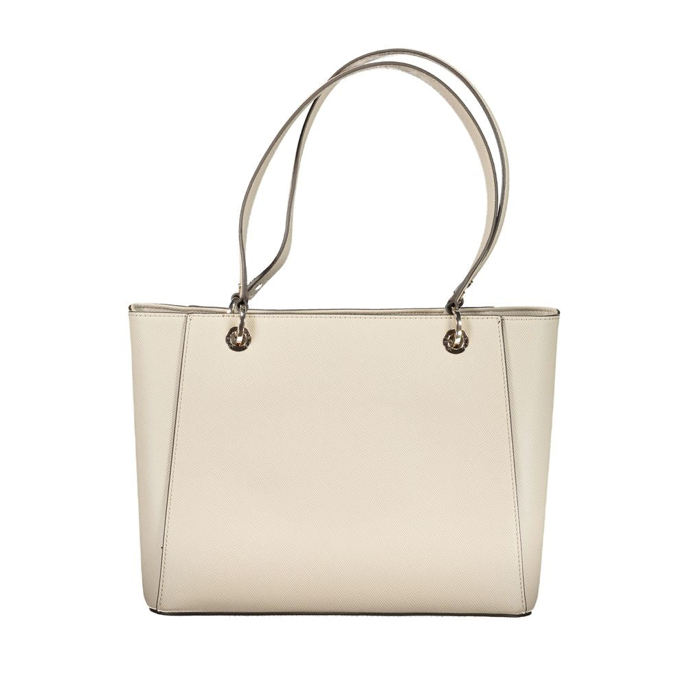 Sac à main Guess Jeans beige en polyuréthane pour femmes, avec détails élégants et design moderne visible dans l'image.