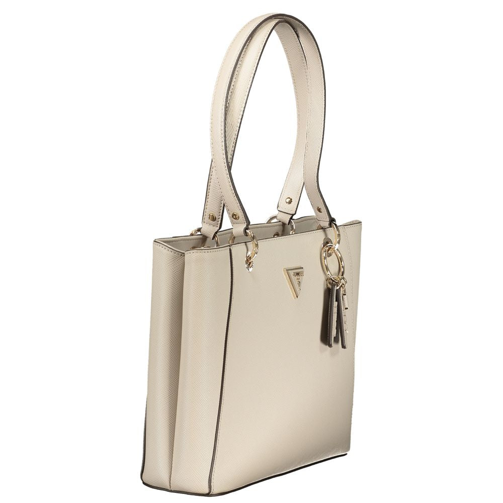 Sac à main Guess Jeans beige en polyuréthane pour femmes, avec détails élégants et design moderne visible dans l'image.