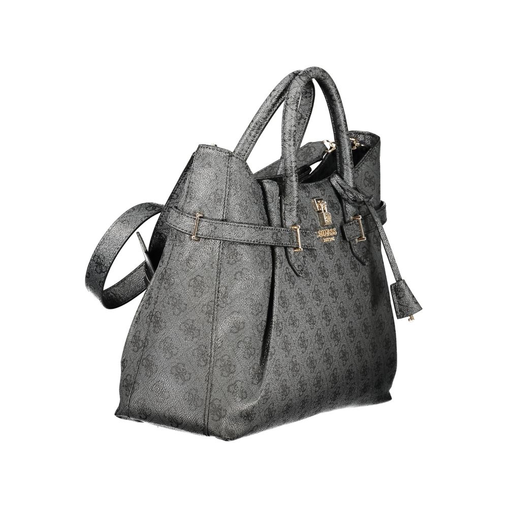 Sac à main Guess Jeans en polyuréthane noir pour femmes, élégant et tendance, avec détails modernes et finition soignée.