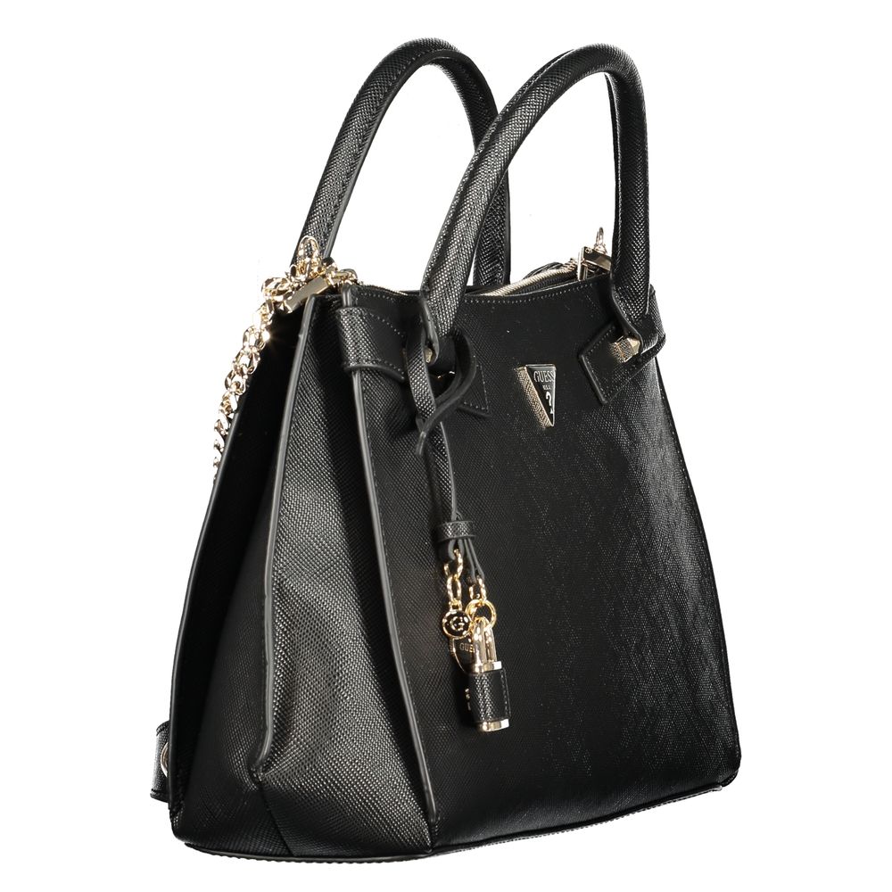 Sac à main Guess Jeans en polyuréthane noir pour femmes, avec détails élégants et design moderne.