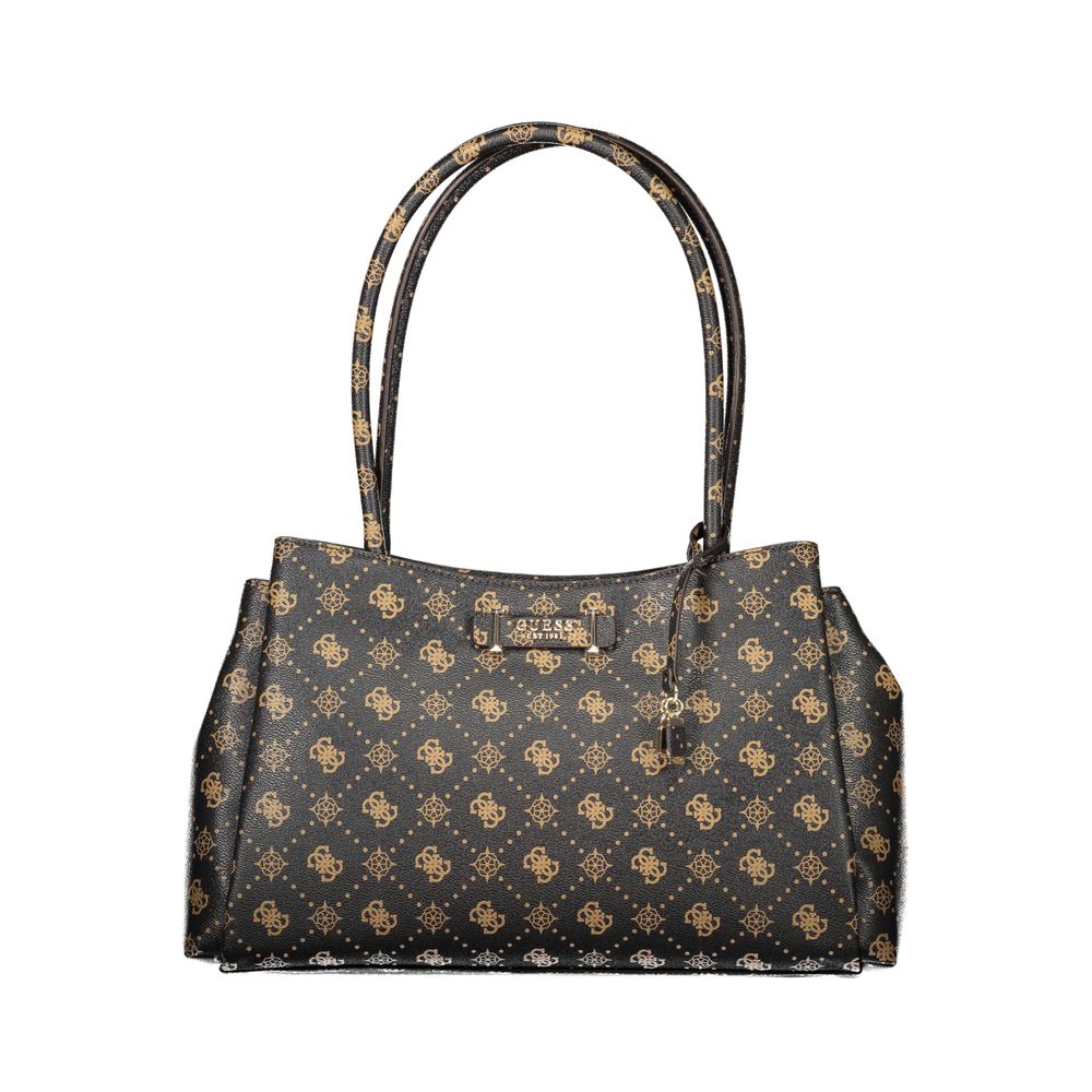 Sac à main marron en polyuréthane Guess Jeans pour femmes, détail élégant avec poignée et finition soignée.